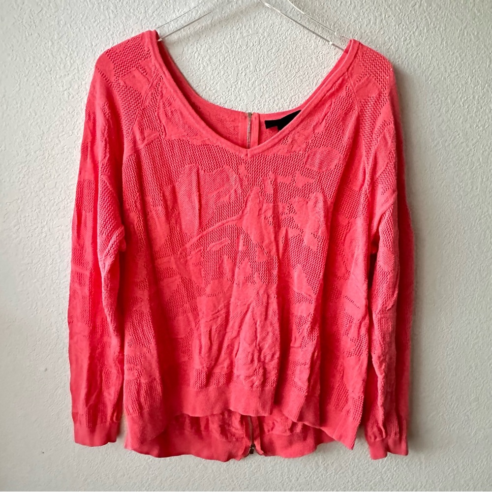 Lane Bryant Pink Open Knit Zip Closure Sweater Size 18/20